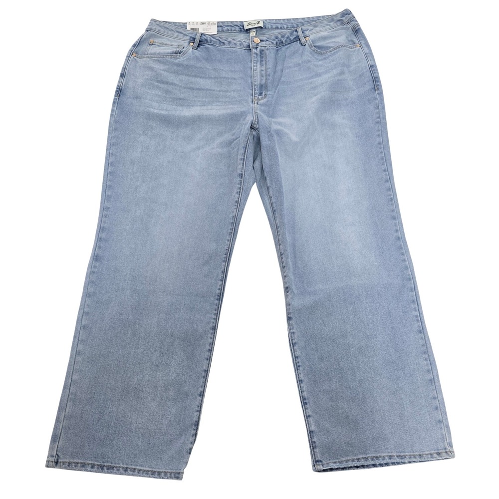 Seven7 Loose Straight Leg Jeans Light Wash Key West‎ Blue SX10341DE Mens 22W NEW